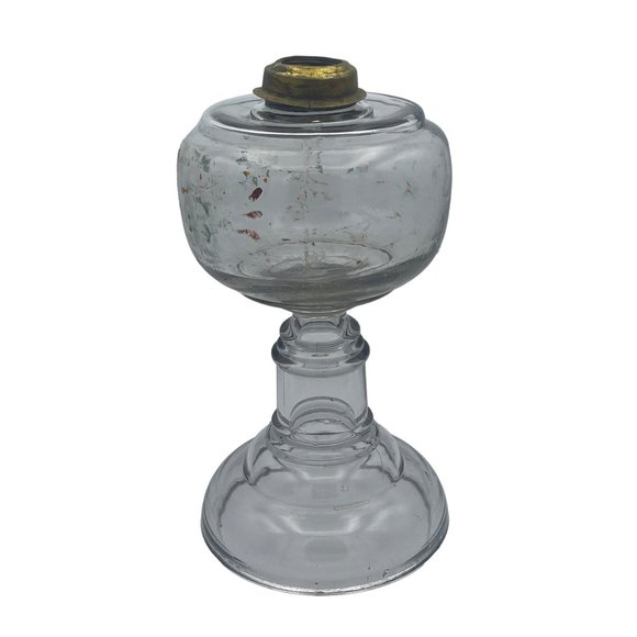 Antique Oil Stand Lamp Handpainted Floral Design Missing Regulator and Chimney - Picture 2 of 4